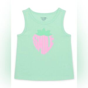 Garanimals Toddler Girl Graphic Jersey Tank Strawberry Smile Green Pink 2T